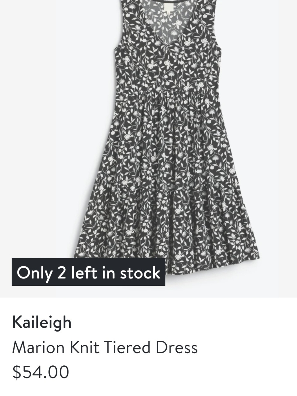 Kaileigh Black & White Floral V-Neck Tiered Dress